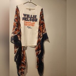 Upcycled Willie Nelson Outlaw Country Poncho Top